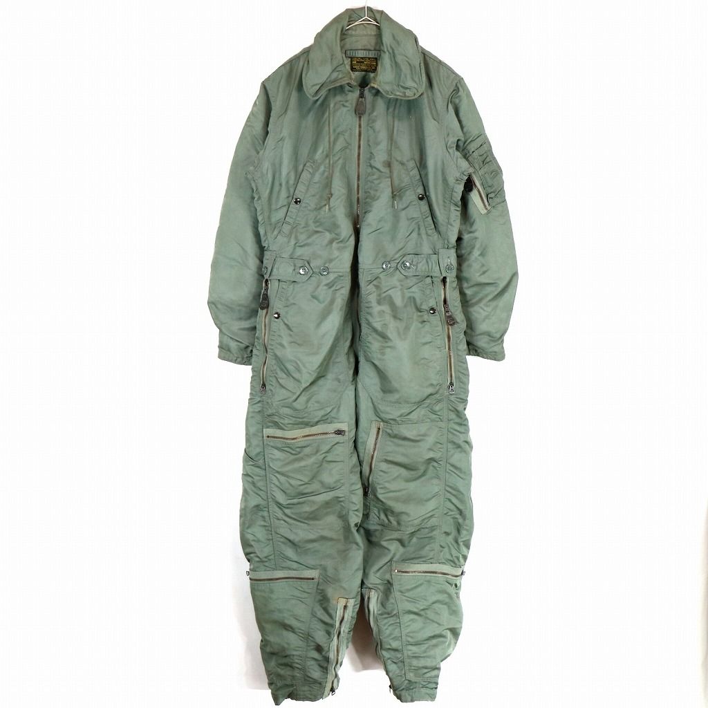 60年代 米軍実物 U.S.AIRFORCE CWU-1|P フライトスーツ オールインワン ミリタリー 戦闘服 オリーブ メンズ M-L 古着 O1350