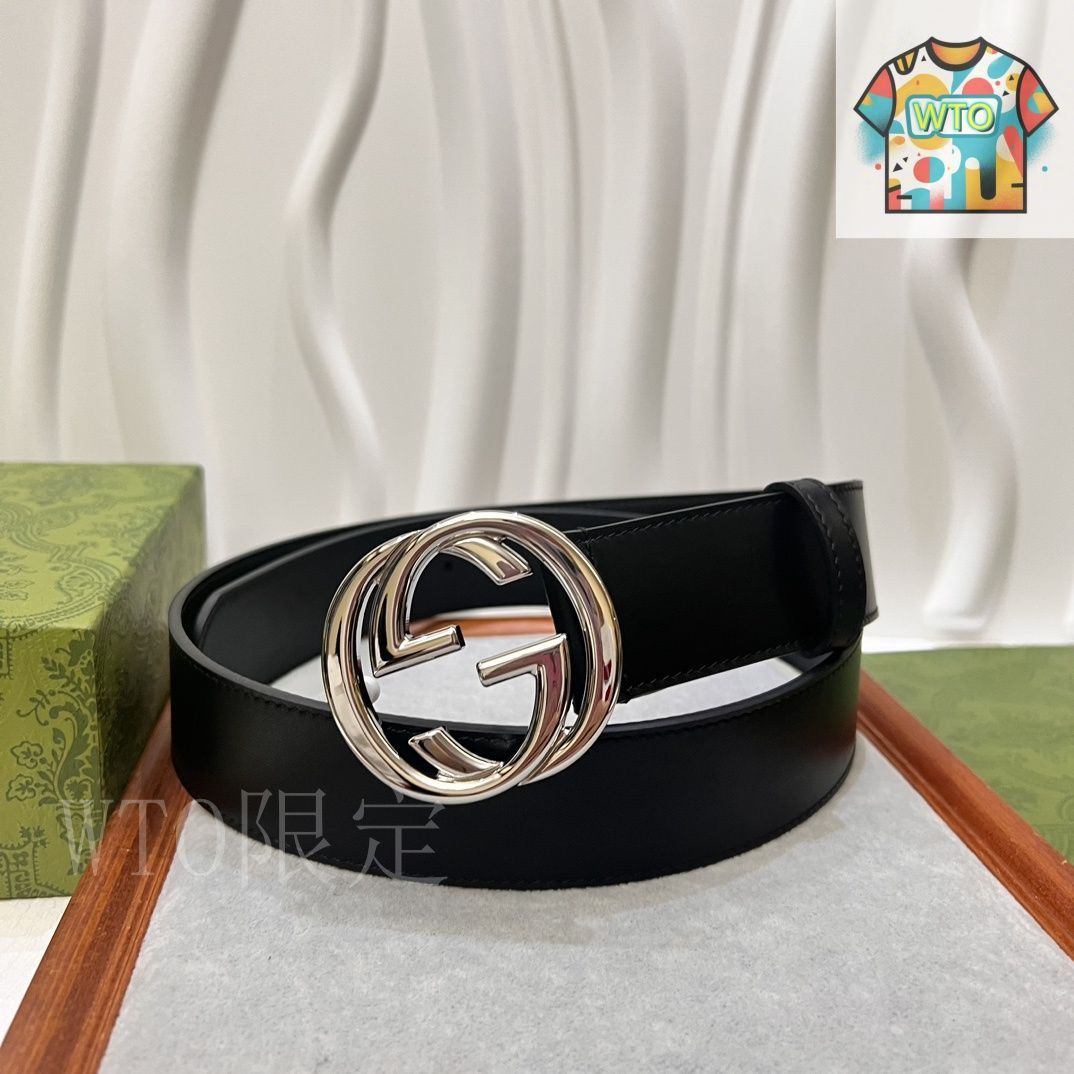 今日特価】Gucci 2024 年式 3.8cm 幅 輸入生地 & 本革ベルト-2