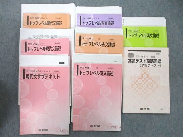 UK26-088 河合塾 トップレベル現代文/古文/漢文論述/共通テスト攻略国語/サブテキスト等 テキスト通年セット 2022 計8冊 78R0D