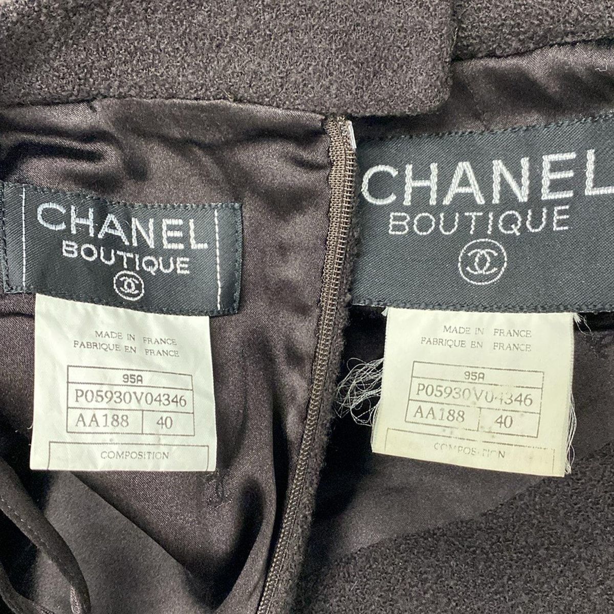 CHANEL シャネル スカートスーツ レディース - P 05930 ダークブラウン ココマークボタン ウール