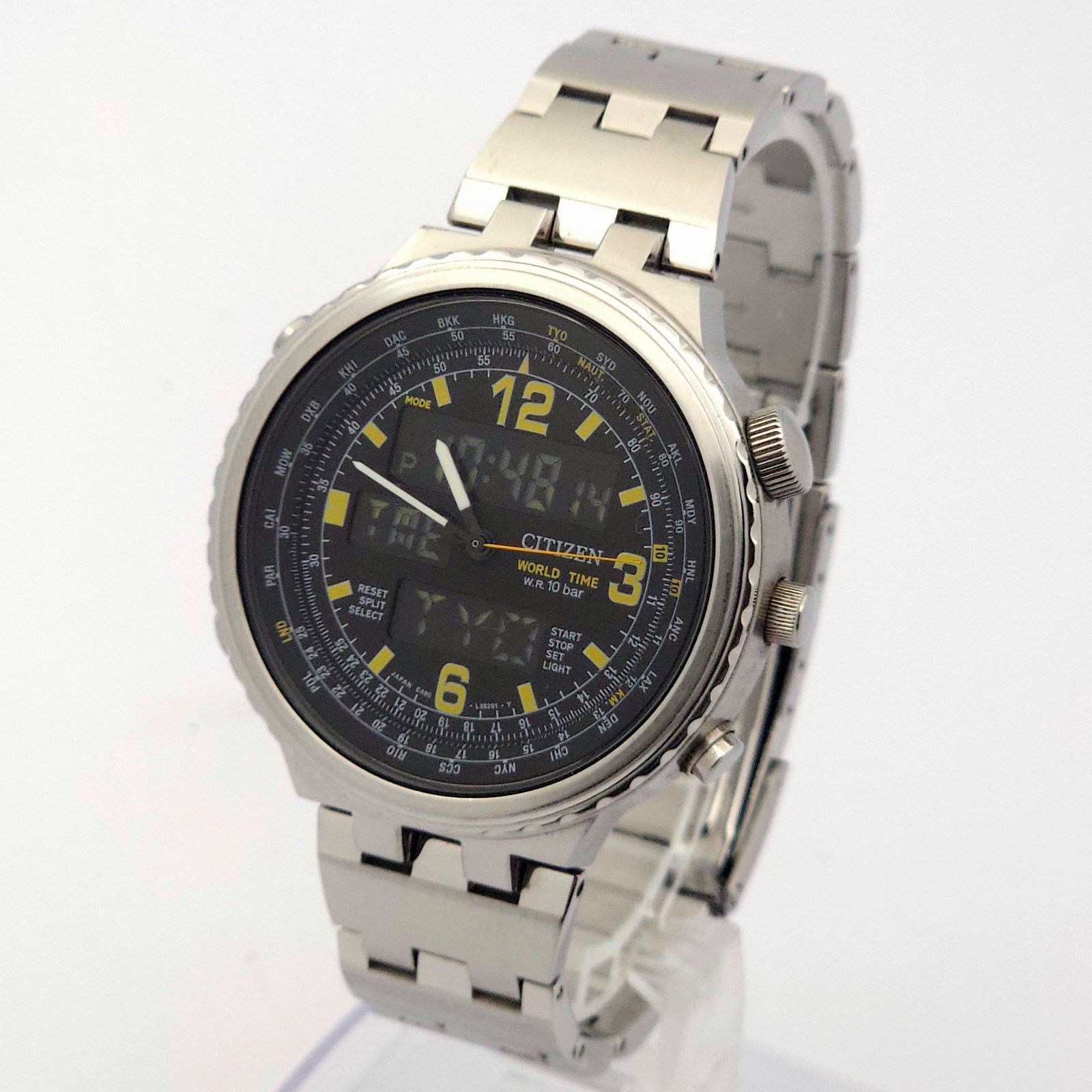 CITIZEN シチズン ワールドタイム C460-L20506 アナデジ QZ 動作