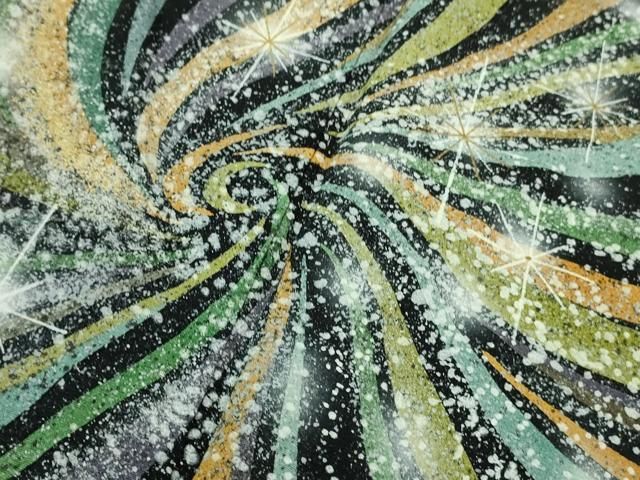 平和屋本店□極上 振袖 たたき染め 蛍暈し 黒地 金彩 逸品 DZAB1041kh5