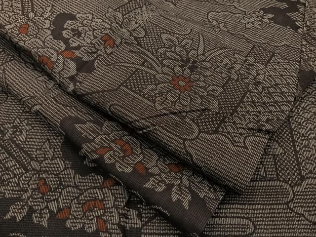 平和屋着物□上質な紬 草花文 正絹 逸品 BAAM8300hz 平和屋着物▽