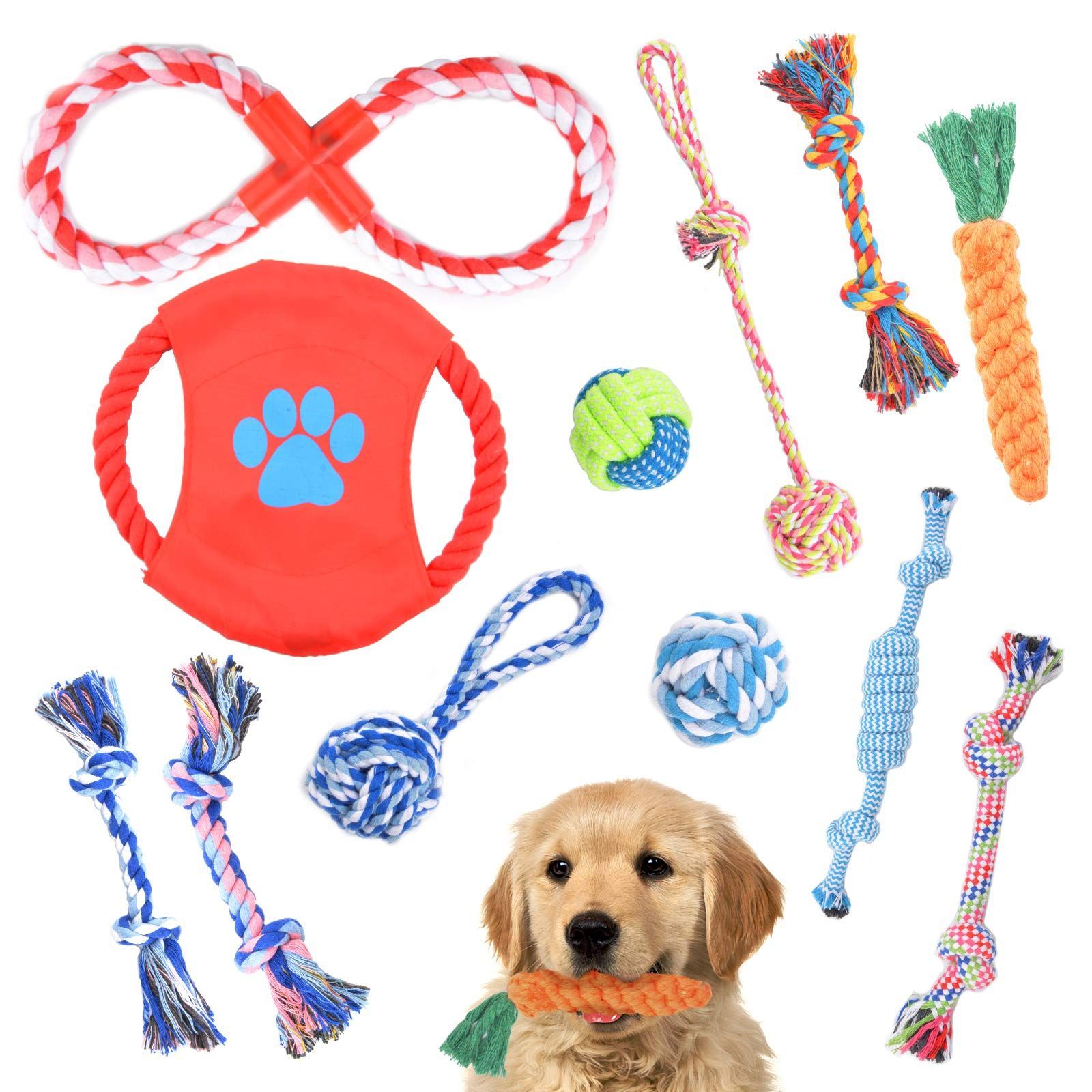 犬ロープおもちゃ 12個セット 犬おもちゃ Fohil 噛むおもちゃ ストレス解
