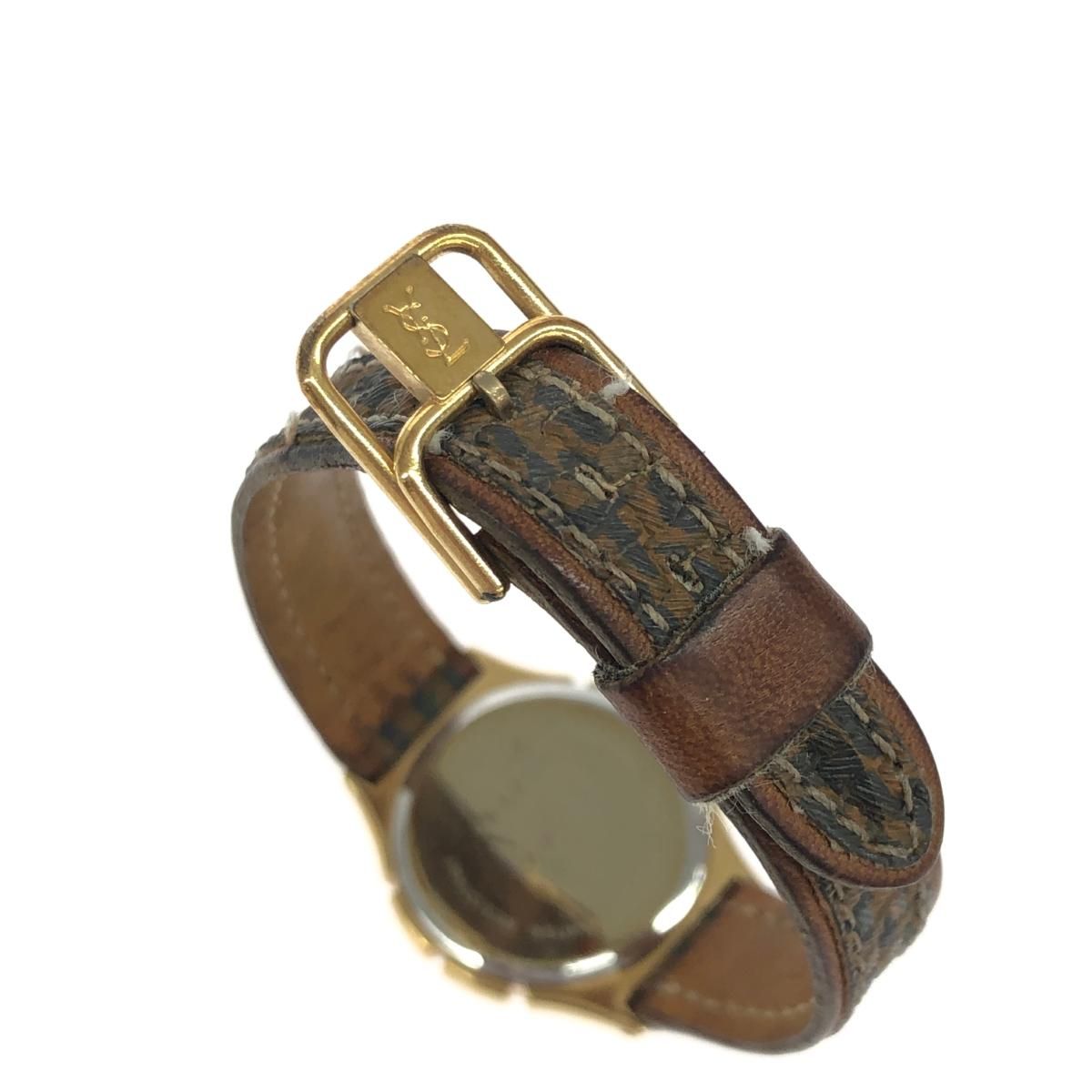 【美品】 イヴサンローラン レザー ゴールド金具 ベルト ダークブラウン YSL SAINT LAURENT - 《一点物》イヴサンローラン ベルト ゴールド