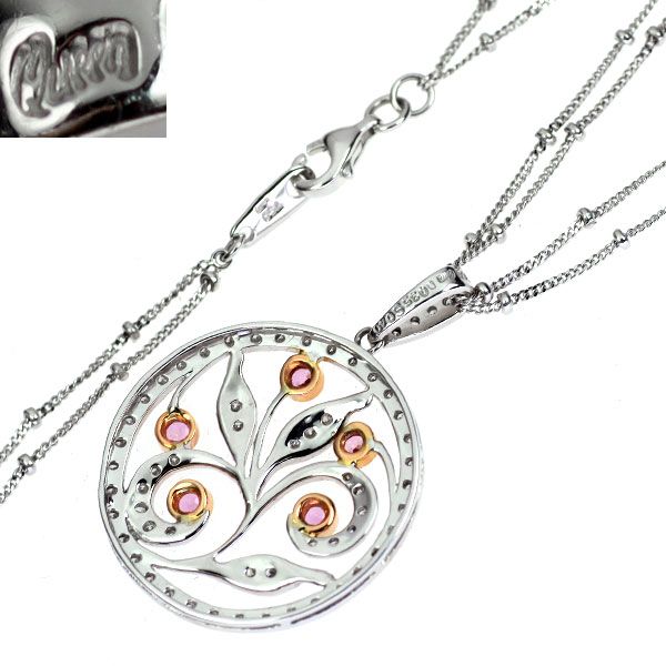 クイーン K18WG/PG ピンクサファイア ダイヤモンド ペンダント  