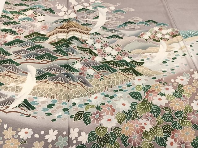平和屋着物○豪華色留袖 刺繍 松竹梅 風景文 金彩 正絹 逸品 DAAX4449ps