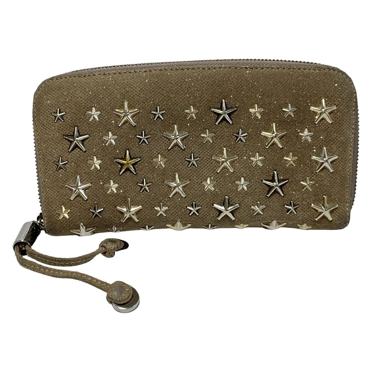 JIMMY CHOO ジミーチュウ 長財布 フィリッパ ライトモカ スター 星 |スタッズ|ラメ|ホログラムシールあり レザー