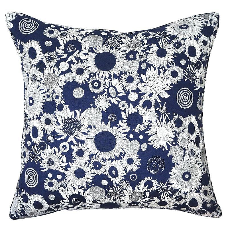 【在庫セール】DDintex ディーディーインテックス FLORET LONDON クッションカバー スモール・サス ネイビー 45×45cm [リバティプリント使用]
