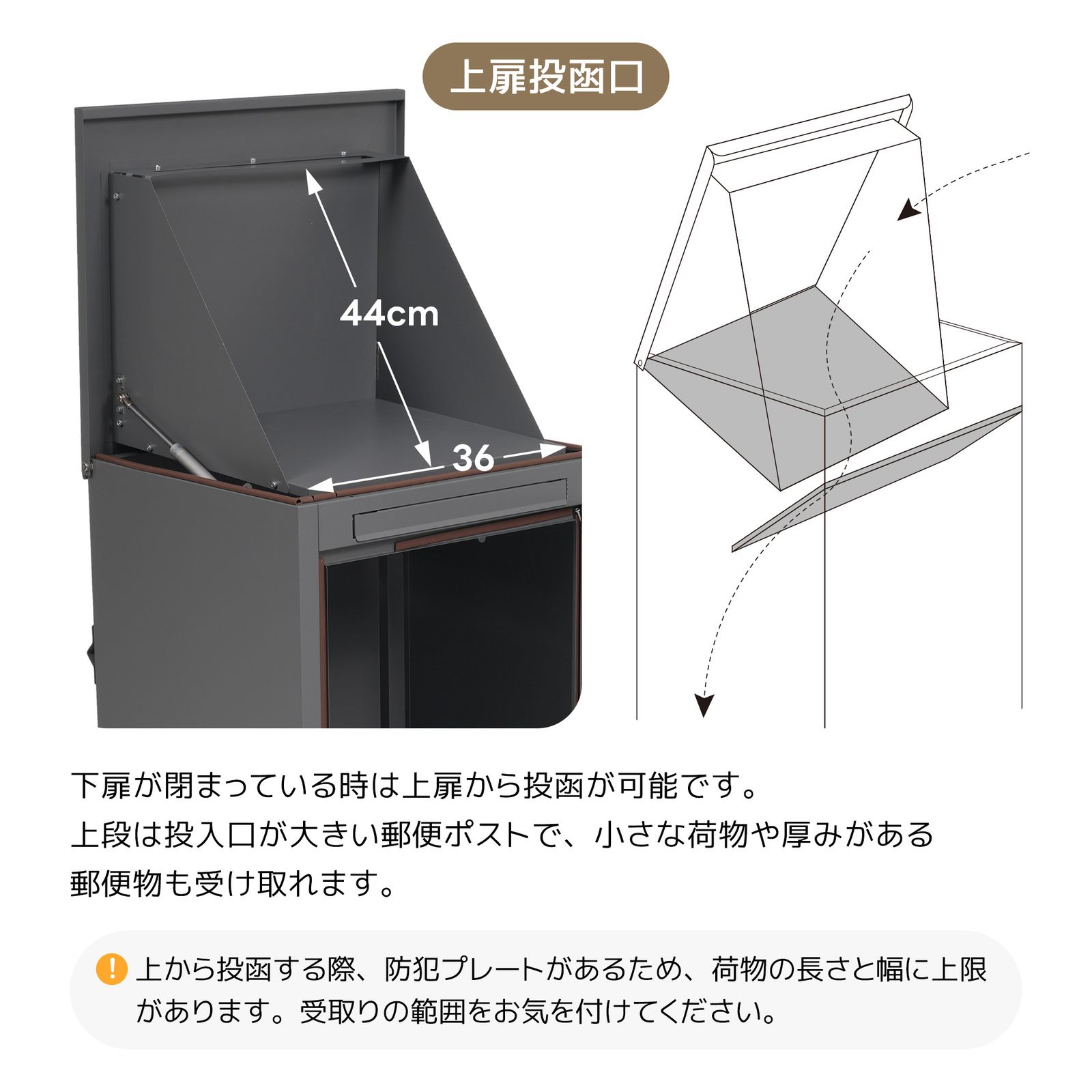 宅配ボックス 据置型 大容量 ポスト一体型 投函口3つ 複数投函 屋外