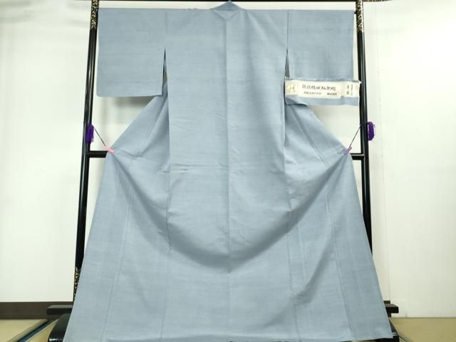 平和屋本店■極上　結城紬　奥順謹製　はたおり娘　池田重子の色　単衣　ロング丈　青藤色　証紙付き　逸品　DZAA5030kh5 平和屋本店□極上 結城紬 奥順謹製 はたおり娘 池田重子の色 単衣