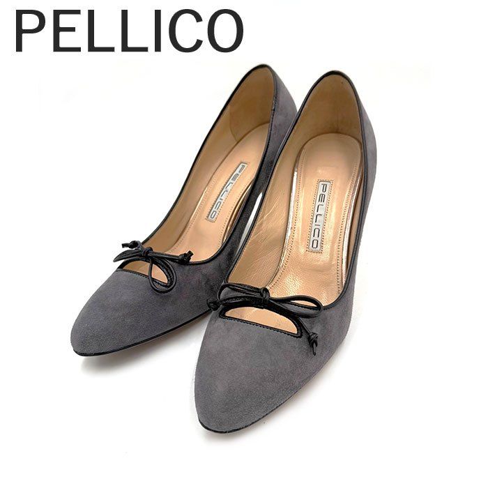 ペリーコ PELLICO パンプス スエード リボン ラウンドトゥ ハイヒール 
