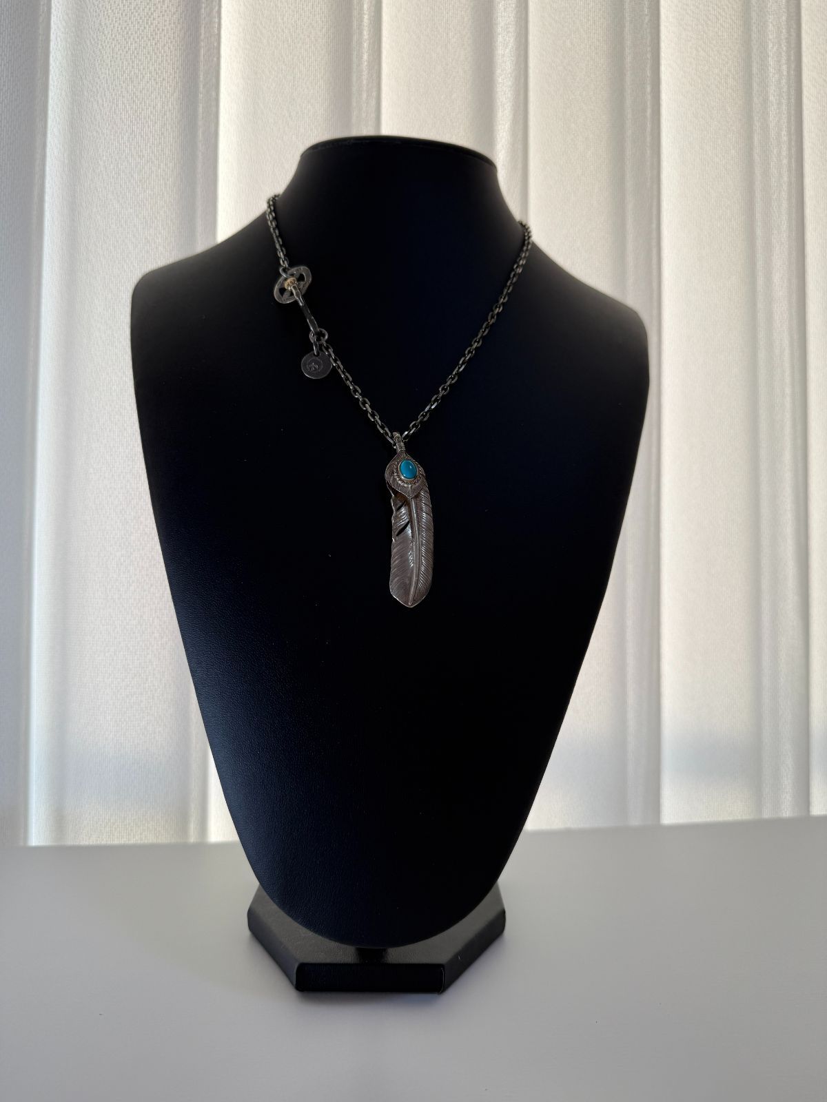 プレーン特大フェザー太陽メタル中細角チェーン組み ゴローズ 上金特大