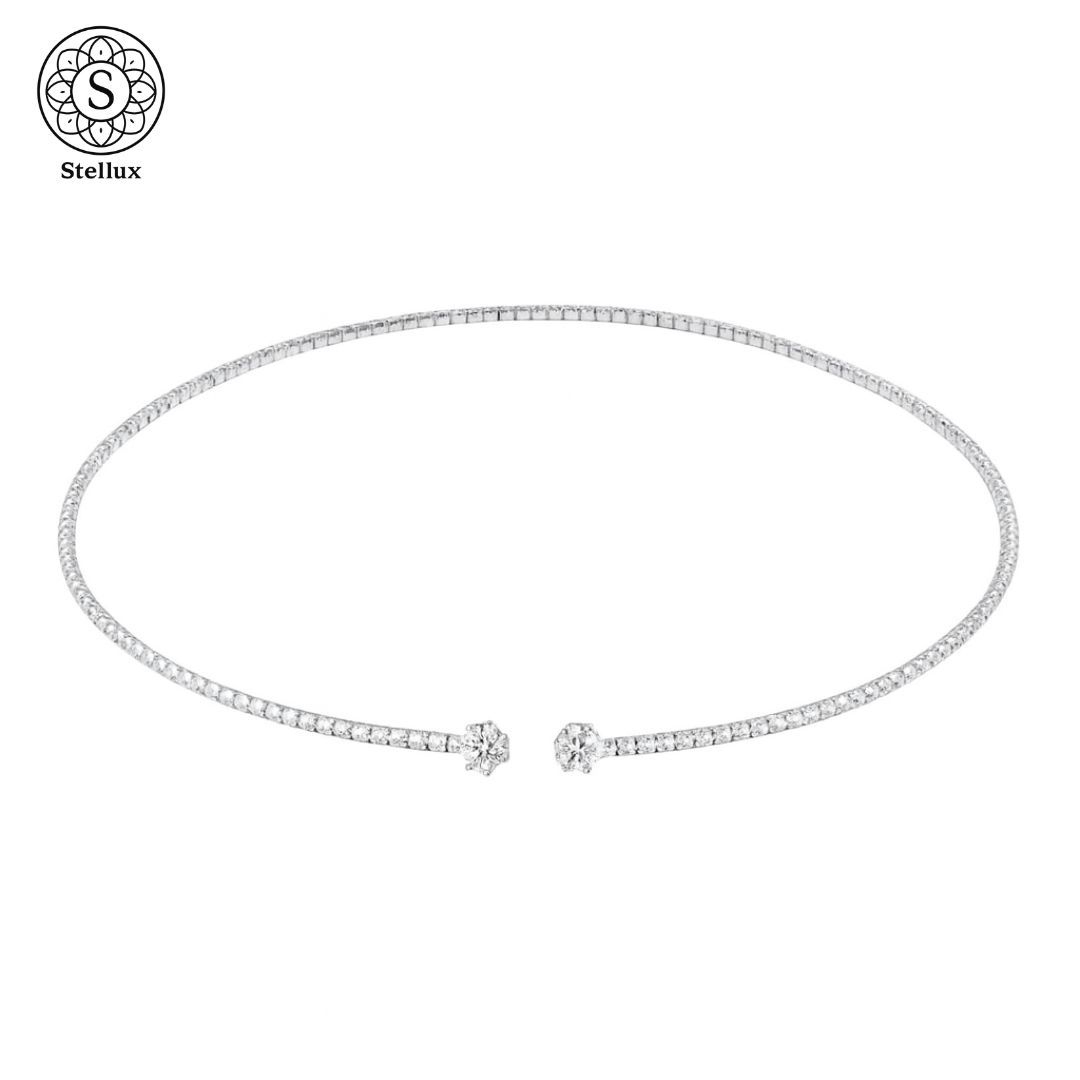 女性人気No.1 モアサナイト チョーカー ネックレス テニスチェーン S925 シルバー925 プラチナコーティング VVS Dカラー GRA鑑定書 感 上品 クリスマス プレゼント ギフト Stellux 結婚式 成人式デート
