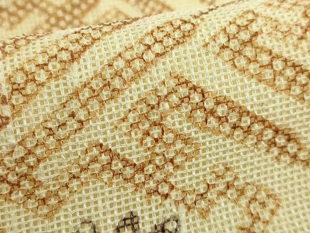 平和屋本店□極上 夏物 摺型友禅 京都 多ち花 九寸開き名古屋帯 紗綾形  