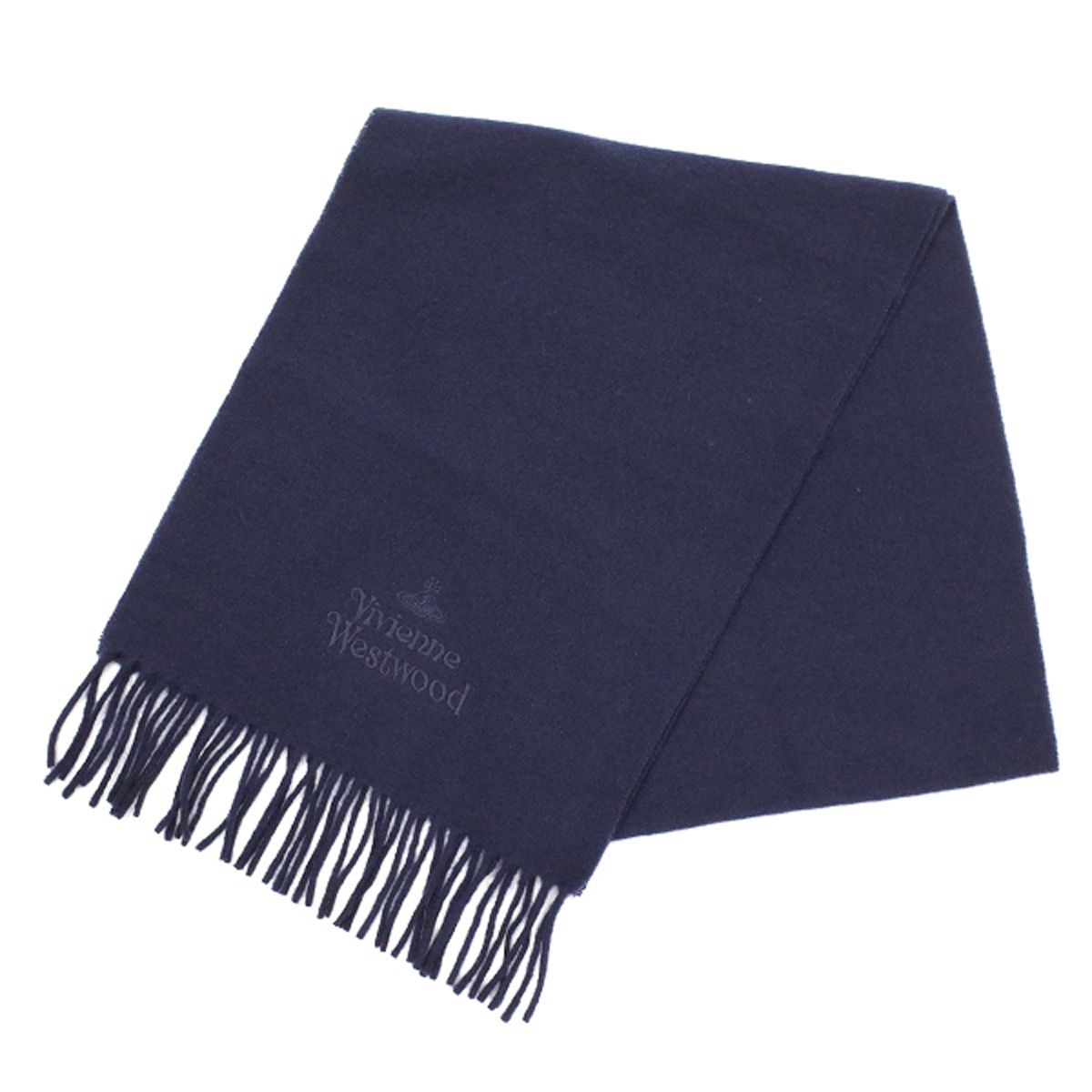 ヴィヴィアンウエストウッド Vivienne Westwood マフラー メンズ レディース 11654-K002 ウールマフラー ストール DARK BLUE ダークブルー
