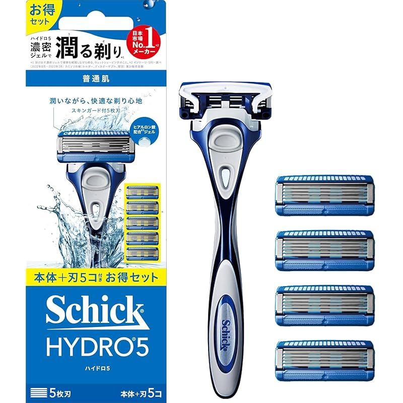 【人気SALE，品質保証】 Schick(シック) ハイドロ5ベー コンボパック(ホルダー(刃付き)+替刃4コ) 髭剃り メンズ カミソリ 1 メンズ剃刀
