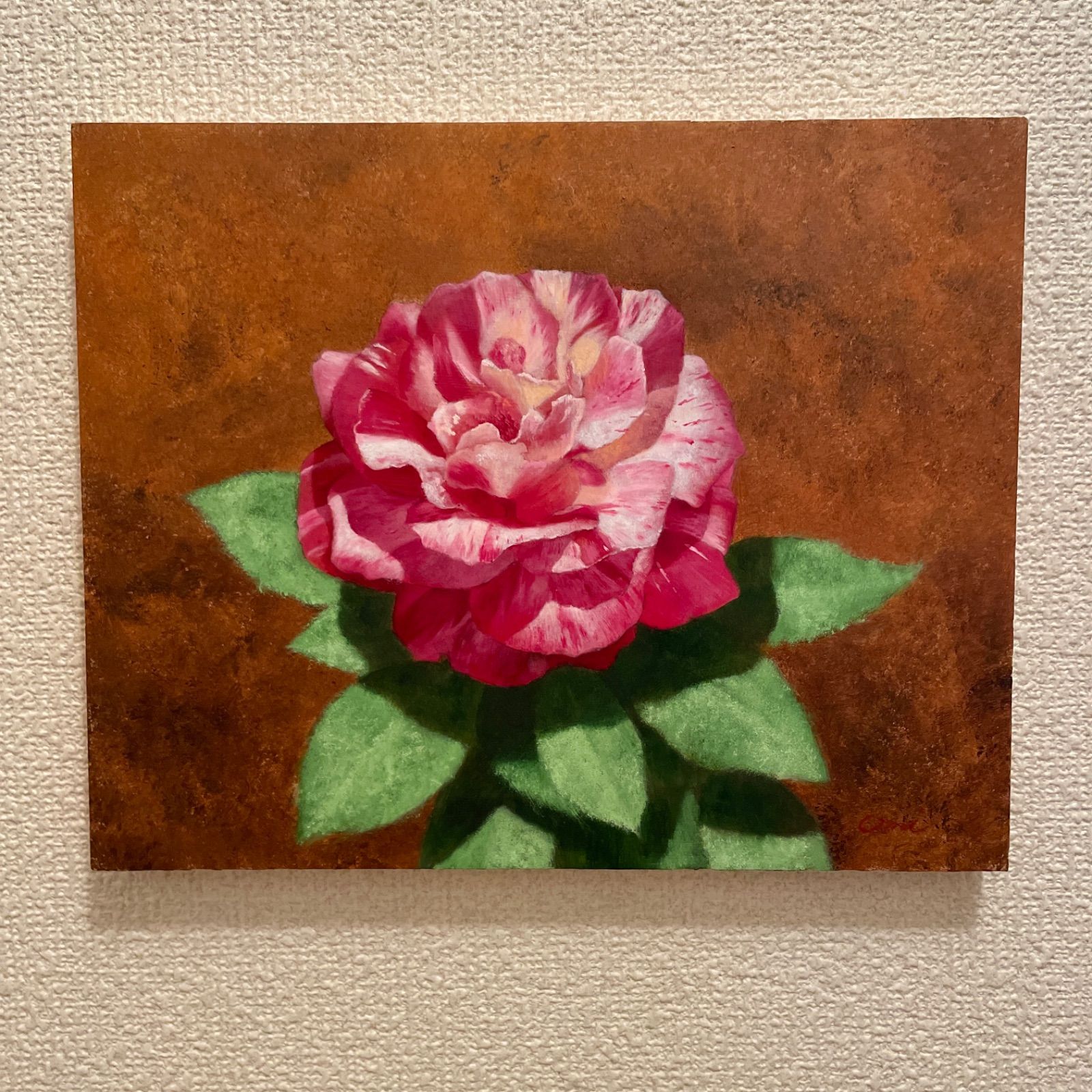 最高の [一点もの] 油絵 omiのオリジナル作品「薔薇」F3号 絵画