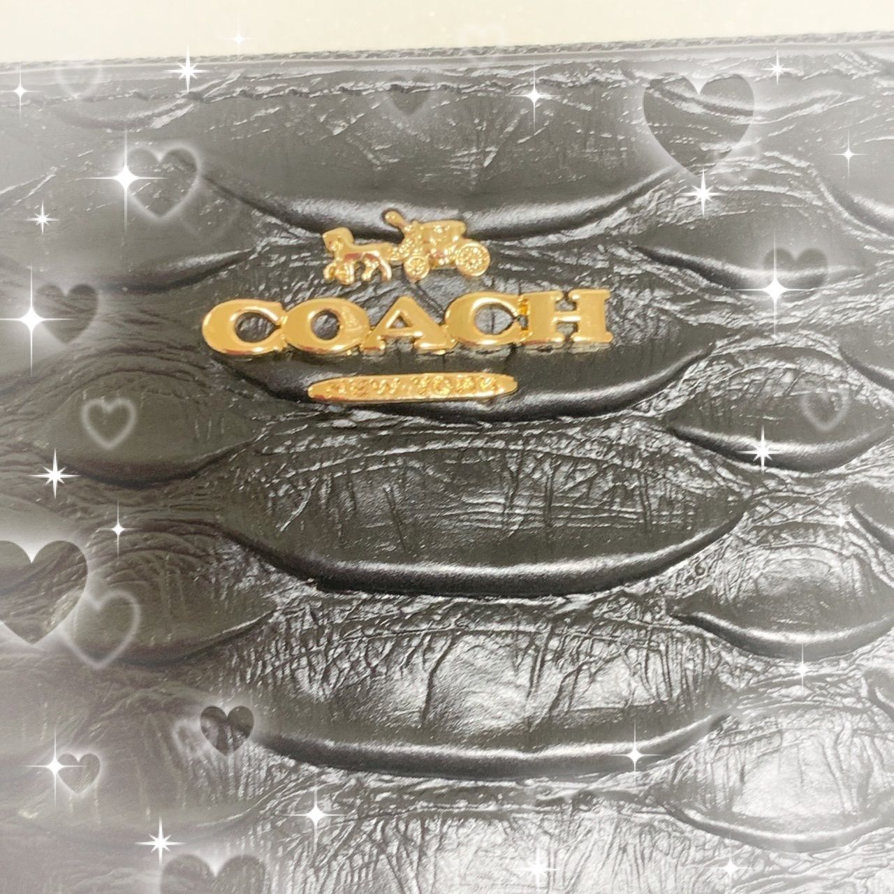 免税 COACH コーチ エンボスドスネークレザー 長財布 F53659 [ブラック