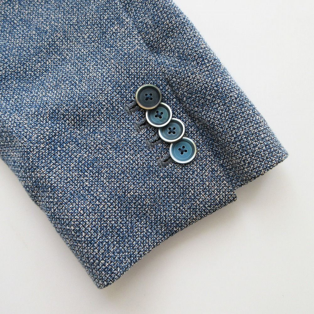 LARDINIラルディーニ ネイビー3者混ツイードブートニエールジャケット46 LARDINIラルディーニ ネイビー3者混ツイードブートニエールジャケット