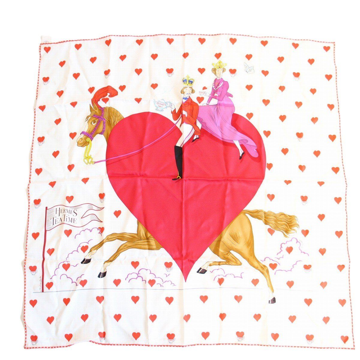 HERMES エルメス カレ 70 スカーフ ティータイム シルク100％ ホワイト