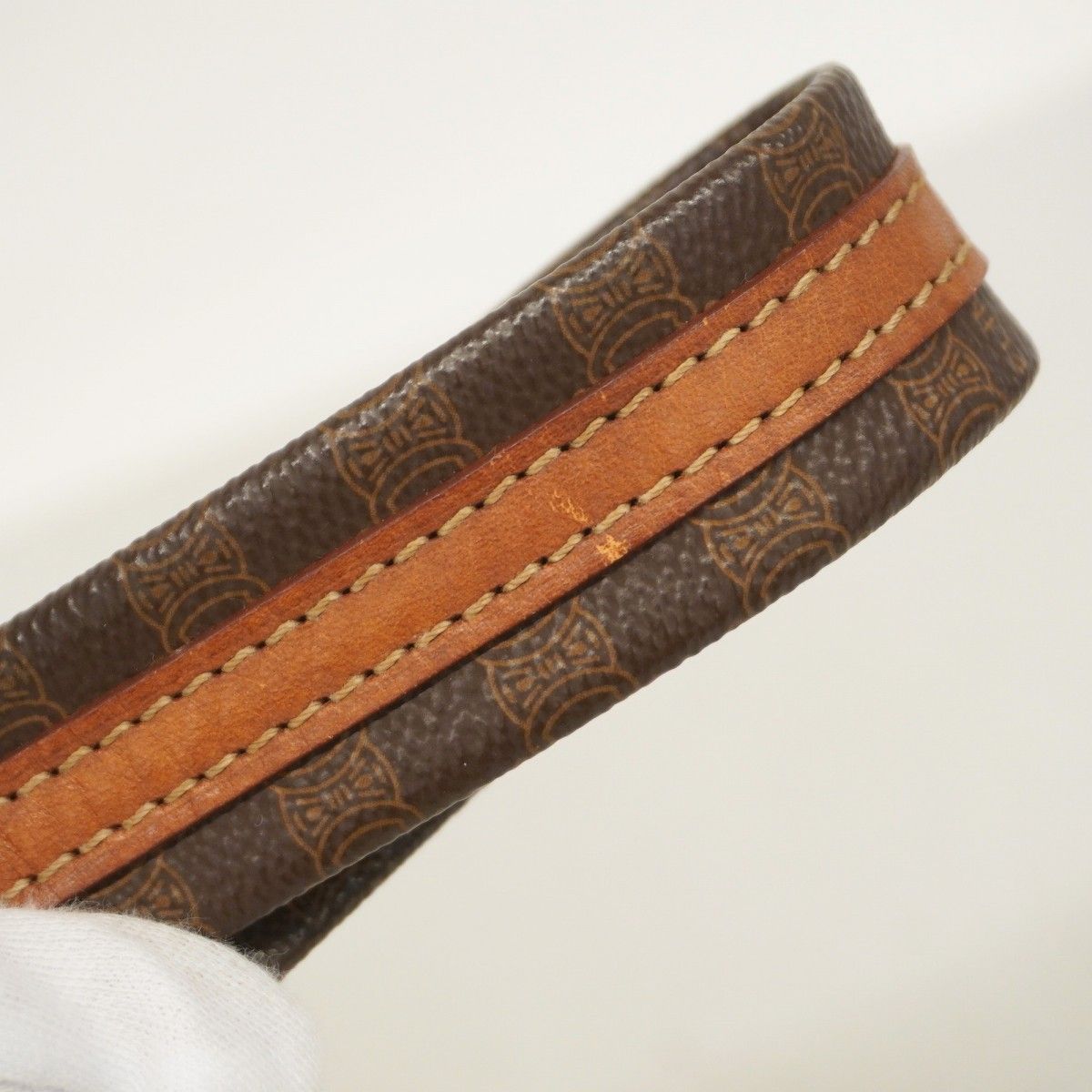 5ma0411-h】セリーヌ ショルダーバッグ マカダム PVC ブラウン  