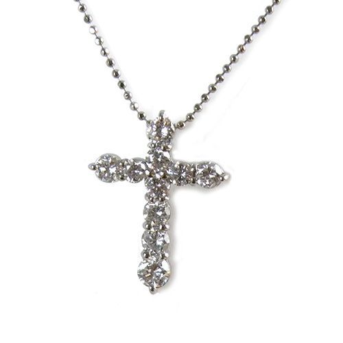 プラチナ 天然ダイヤモンド 1カラット クロスネックレス チェーンセット ダイヤモンド クロス ネックレス 1カラット D1.00ct プラチナ