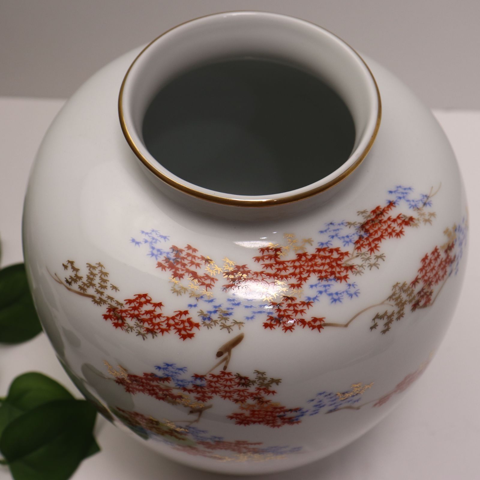 深川製磁 紅葉紋 花入 花瓶 フラワーベース 花器 有田焼 華道具 茶道具 深川 もみじ柄 花瓶 アンティーク 宮内庁御用達