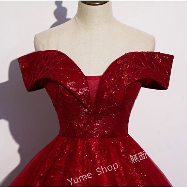 【全国配送無料】 ドレス パーティードレス Aライン 赤 レッド 半袖 リーフ 花柄 演奏会 発表会 ウェディングドレス 編み上げ 上品 花嫁 結婚式 イブニングドレス 感 nhdw109 【即納】