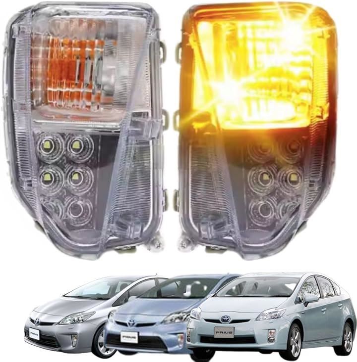 k-shop 30系プリウス後期用 社外 LED デイライト付きウィンカー ZVW30 プリウス 後期 ファイバー デイライト 付き LED