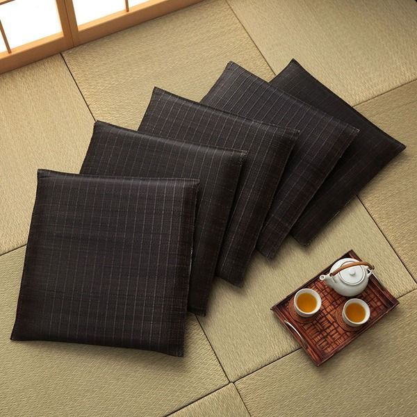 い草 座布団 クッション 約55×55cm 無地 ブラック 5枚組 日本製 抗菌 防臭 消臭 湿度調整 蒸れにくい インテリア雑貨 生活雑貨 代引不可