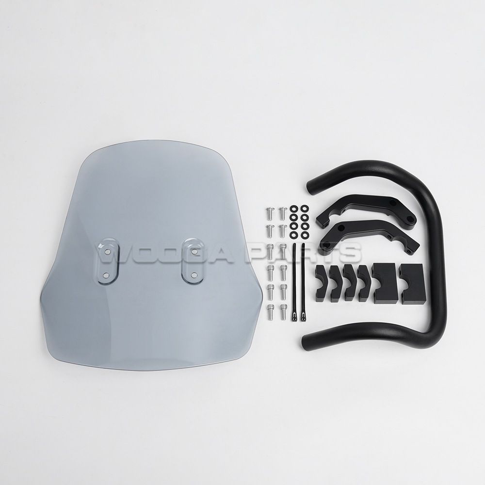 ホンダ CT125 トレイル125 2020-2025 用 フロントスクリーン＆バー アルミ＋PC製 煙スモーク クリア WWW_NOITHATQUANGTHANH_NET