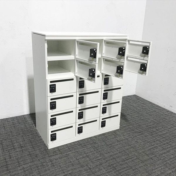 18人用パーソナルロッカー 3列6段 天板付 鍵付き ダイヤル式 チトセ ホワイト