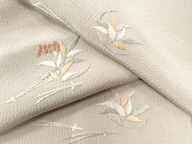 平和屋着物○訪問着 総刺繍 溢れ松葉南天文 銀糸 鬼しぼ縮緬 正絹 逸品