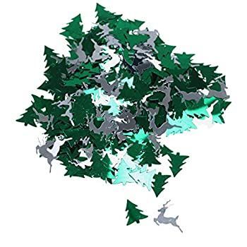 BinaryABC クリスマステーブル紙吹雪 クリスマスデコレーション クリスマスツリーとヘラジカの形 メリークリスマス スパンコール パーティー 紙