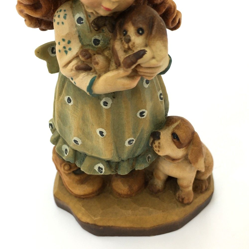 ○アンリ人形 少女 子犬 木彫り SarahKay サラ・ケイ 全高11cm