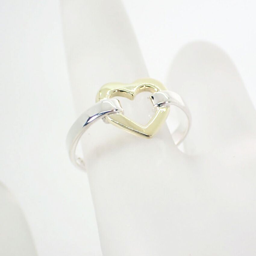 TIFFANY/ティファニー 750YG/925 オープンハート リング /10号