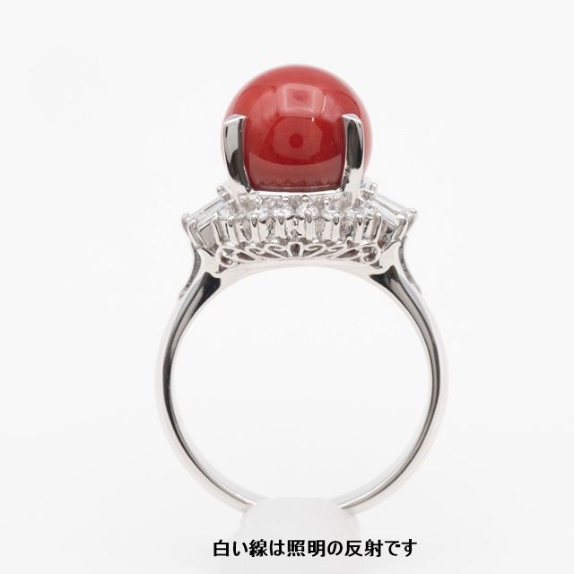 Pt900赤珊瑚ダイヤモンドリング 希少 血赤珊瑚 ダイヤモンド プラチナ Pt900 サンゴ コーラル