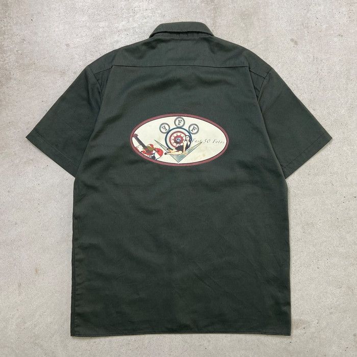 Dickies ディッキーズ  ワークシャツ 半袖シャツ ロゴプリント メンズM 