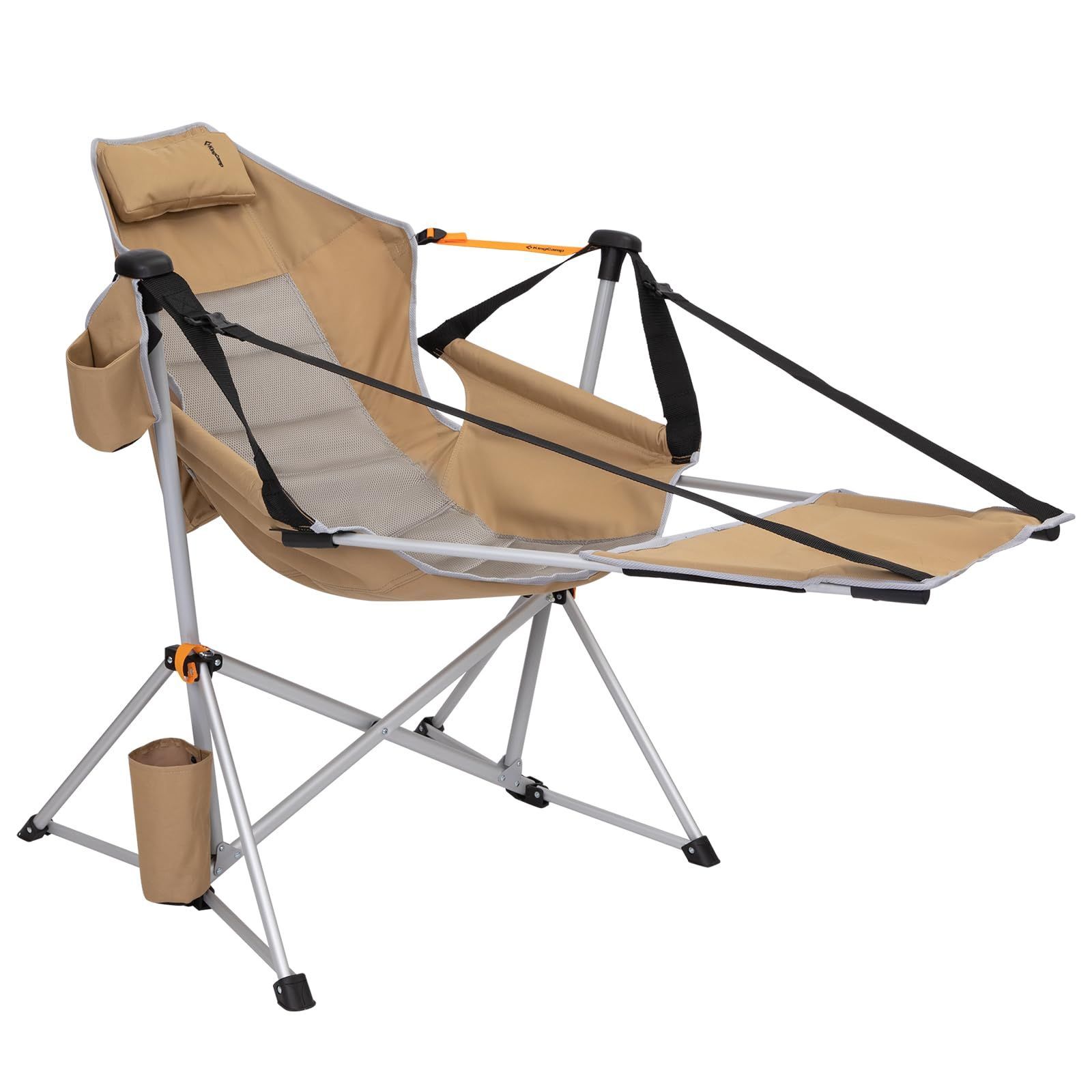 フットレスト付き 角度調整 耐荷重120 kg 折り畳み椅子 ロッキングチェア 自立式 リクライニングチェア チェア ガーデン アウトドア ビーチ ゆらゆらハンモックチェア 室内 室外 KingCamp