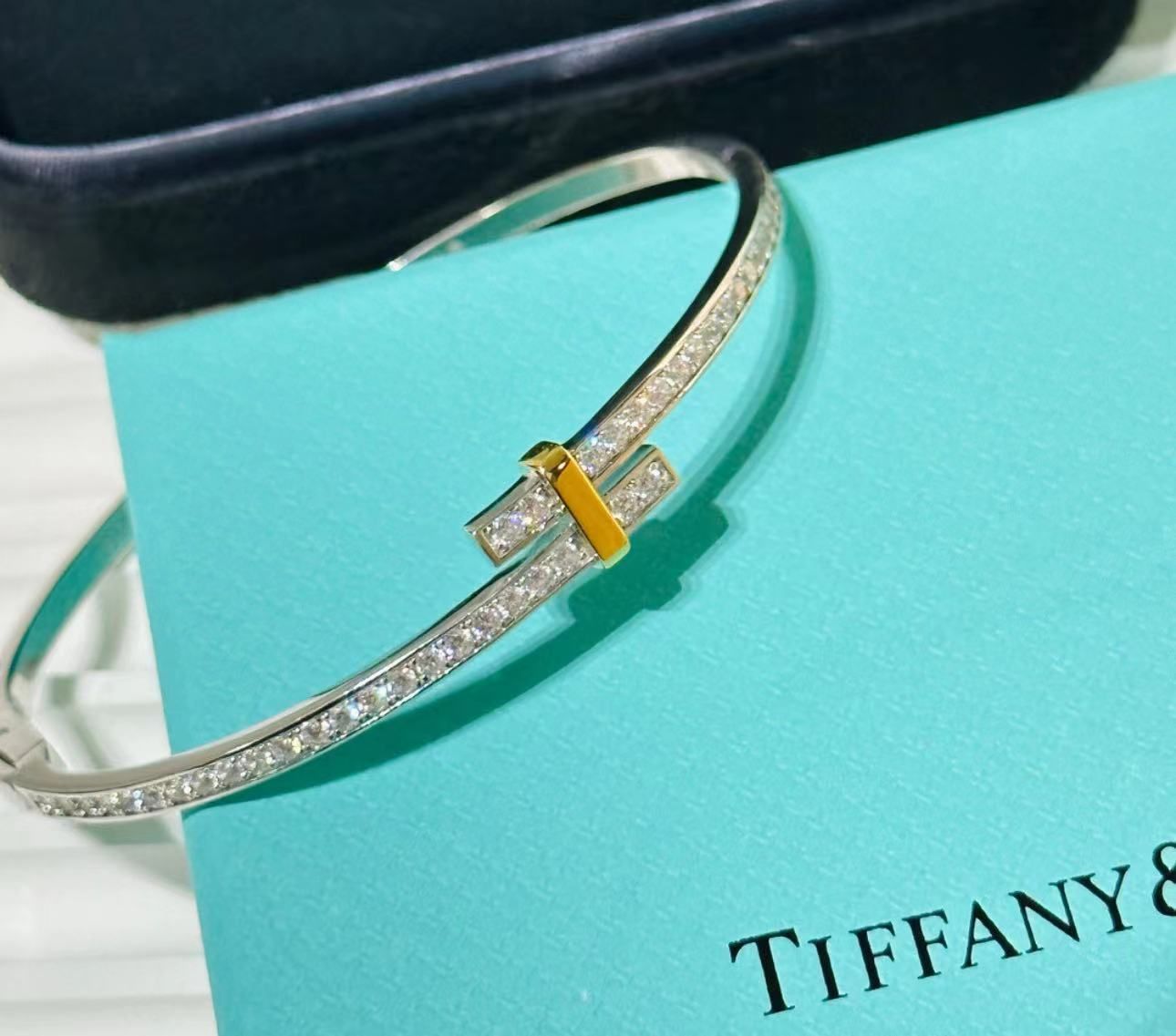 Tiffany エッジシリーズ プラチナと18Kゴールド ダイヤモンド ブレスレット