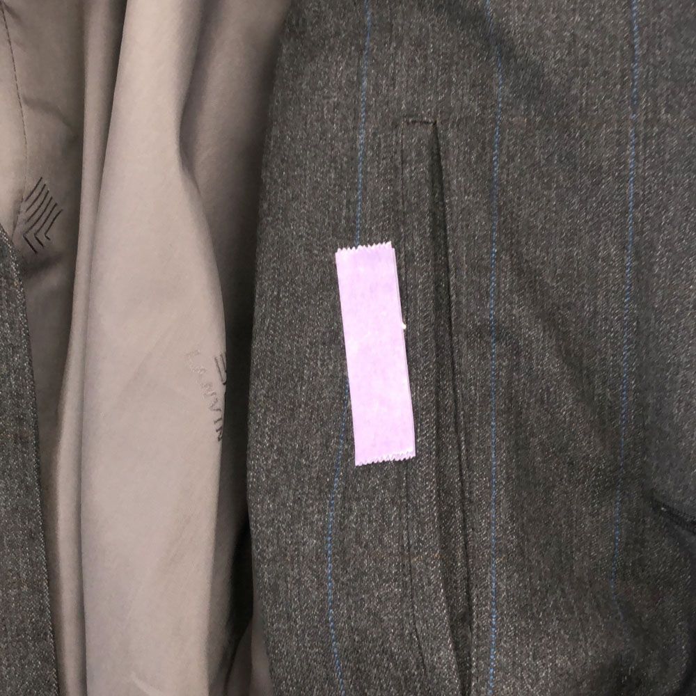 ランバン ストライプ ステンカラーコート ブラック系 LANVIN メンズ  