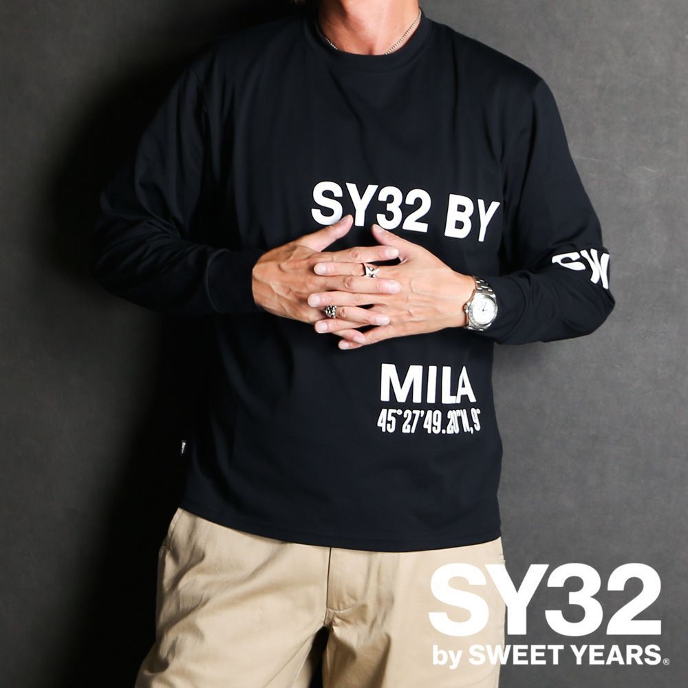 【SY32 by SWEET YEARS/エスワイサーティトゥバイスィートイヤーズ】SEPARATE GRAPHIC L/S TEE - BLACK / グラフィックTシャツ / 14538【国内正規品】