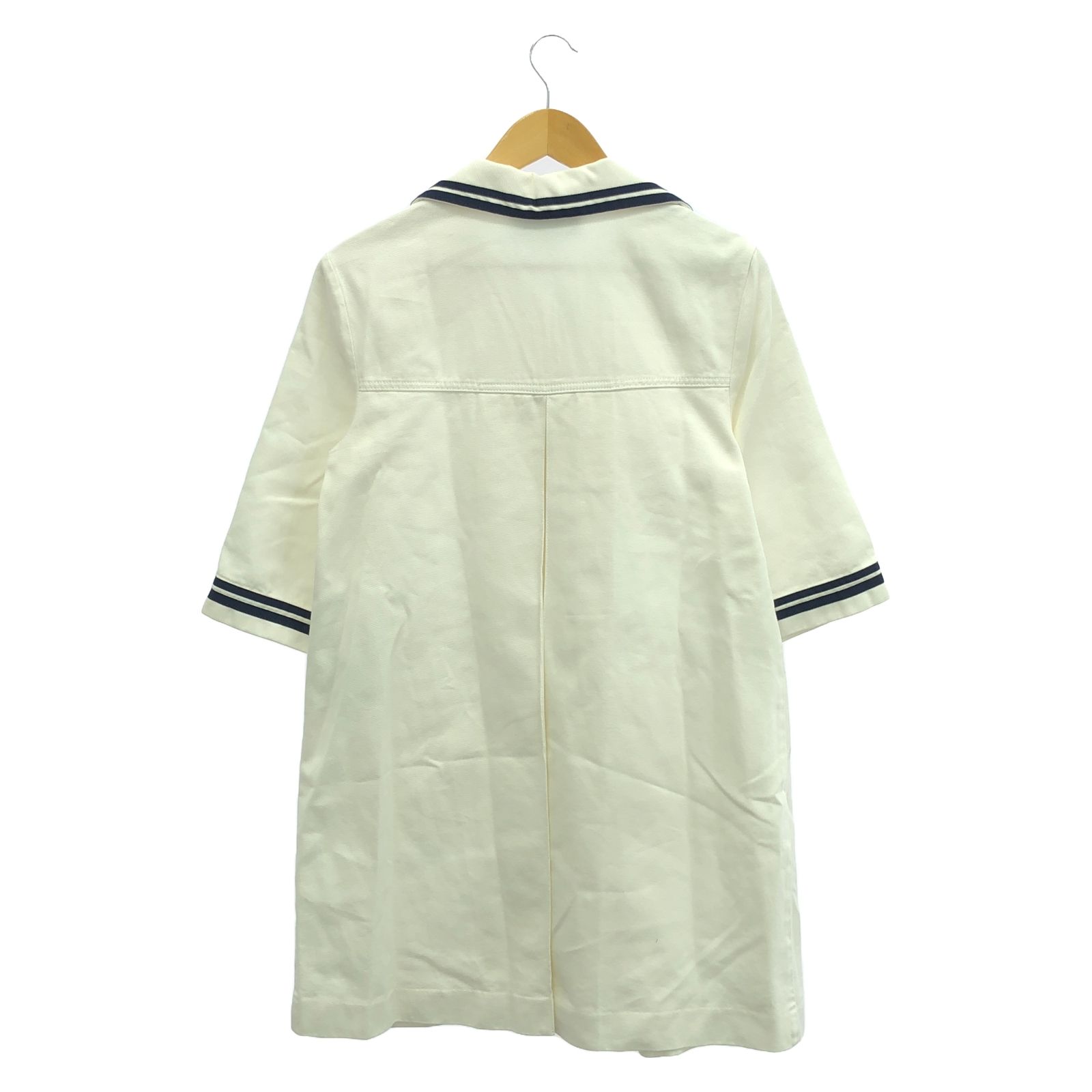 155㎝前後の方に♡極美品☆GUCCI 半袖ひざ丈ワンピース ホワイト/ネイビー GUCCI - GUCCI グッチ／ヨット総柄ワンピース／新品未使用タグ