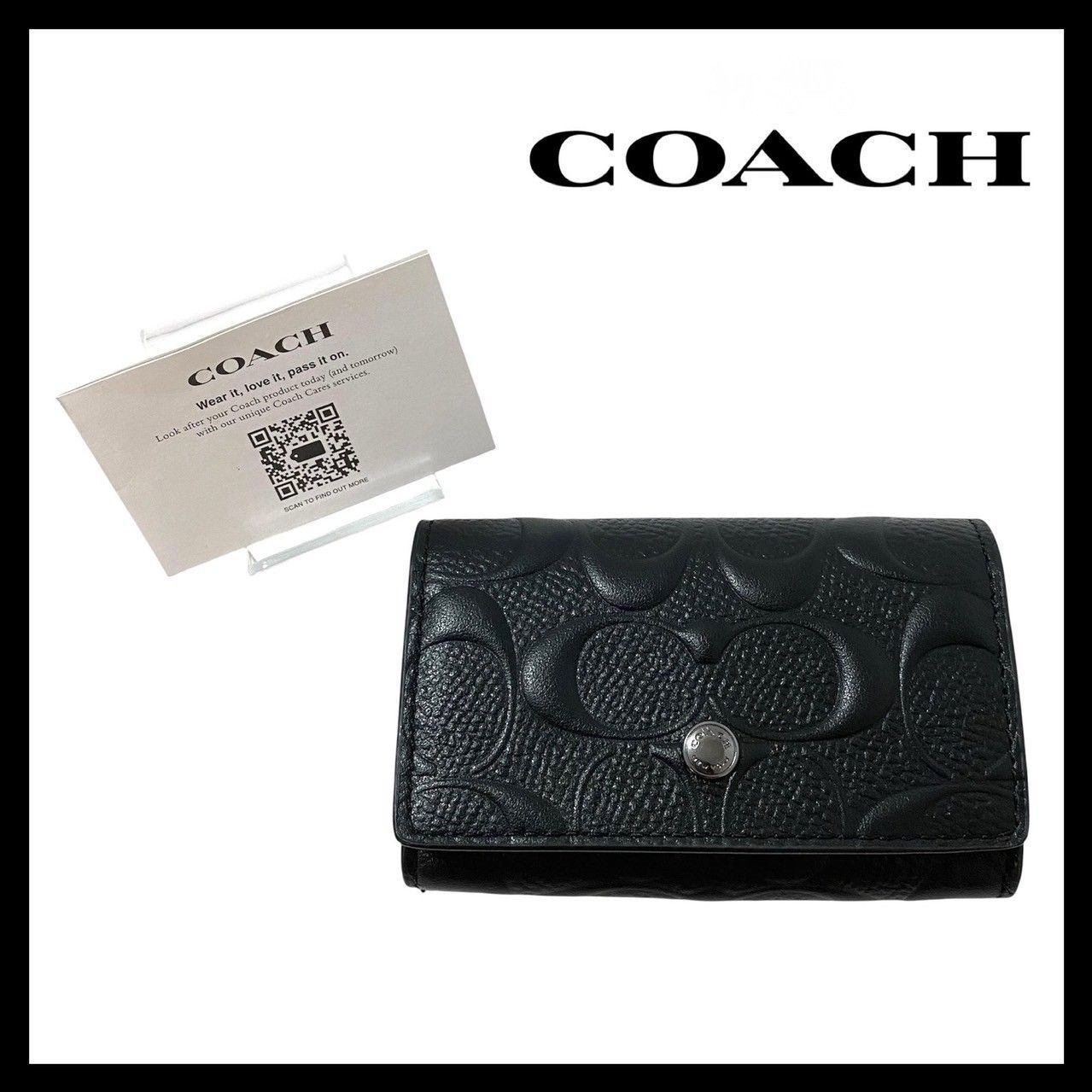COACHコーチ キーケース シグネチャーエンボス ブラック | francore