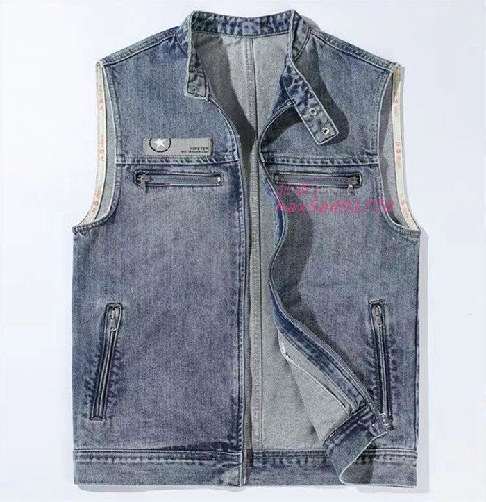 デニムベスト メンズ デニム ジレ チョッキ ベスト 春秋 カジュアル ノースリーブ バイクベスト hax5a491770