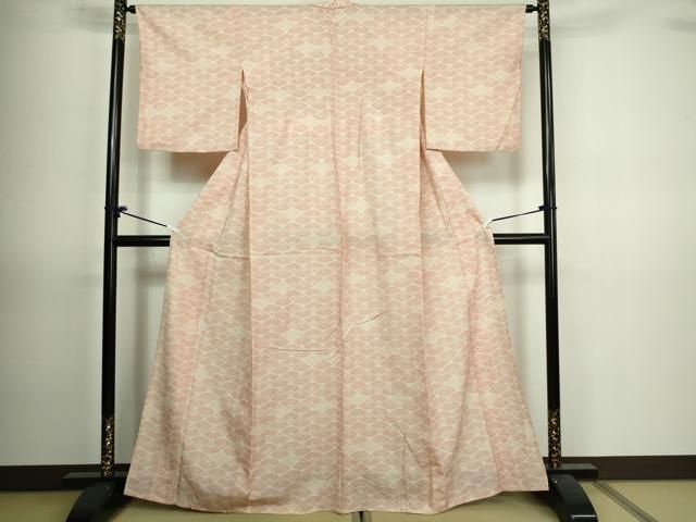 平和屋着物▽本塩沢 単衣 唐草文 正絹 逸品 AAAY7253jh