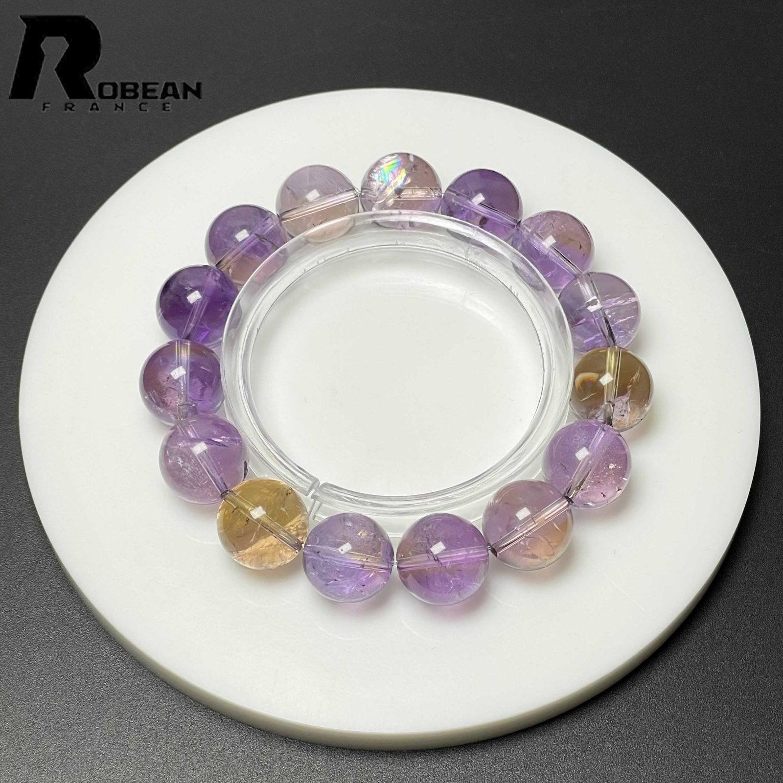 EU製 定価19万円 ROBEAN 両色アメトリン パワーストーン ブレスレット 天然石 プレゼント 13.5-13.9mm M0507153