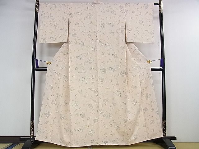 平和屋本店□極上 銀座もとじ 小紋 草花文 薄桜色地 逸品 DZAA1206kh4