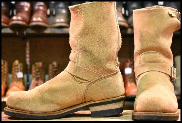 8D PT99プリント 旧シルエット 04年 レッドウィング 8268 スエード エンジニア スチールトゥ ベージュ ブーツ redwing HOPESMORE FI528